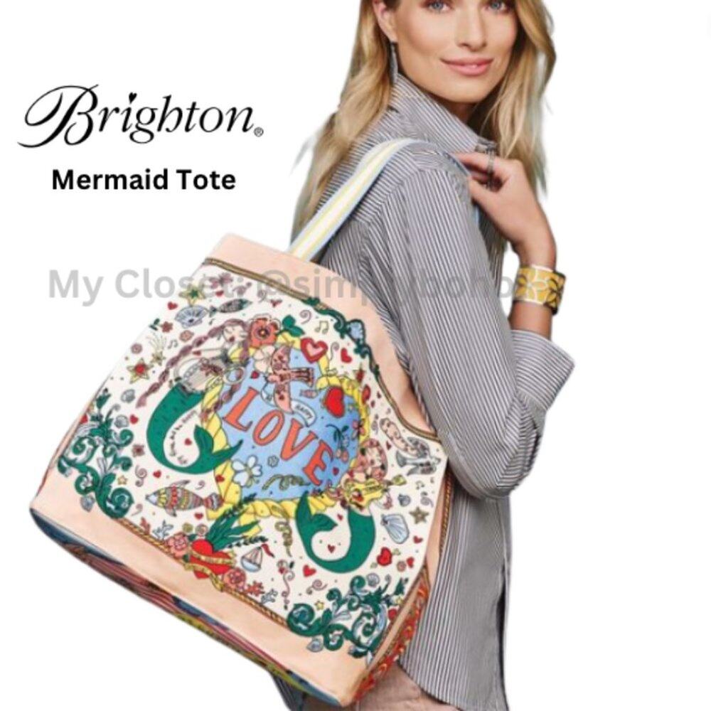 Brighton Sirens Song Mermaid Tote Shopping Bag Love Sun Sea Pink Blue